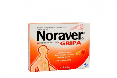 Noraver Gripa 200 / 10 / 3.33 mg Caja Con 8 Cápsulas