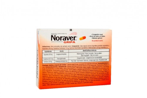 Noraver Gripa 200 / 10 / 3.33 mg Caja Con 8 Cápsulas