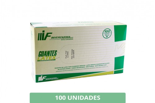 Guante Desechable No Estéril Inverfarma Talla M Caja Con 100 Unidades