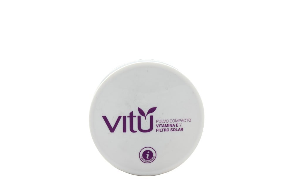 Polvo Compacto Vitú Vitamina E Y Filtro Solar Tono 4 Castaña Estuche Con 14 g