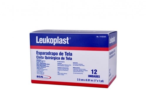 Esparadrapo De Tela Leukoplast 1" X 1 Yardas Caja Con 12 Unidades