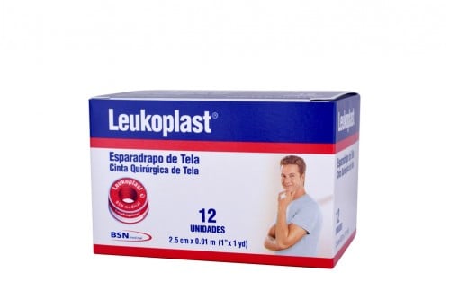 Esparadrapo De Tela Leukoplast 1" X 1 Yardas Caja Con 12 Unidades