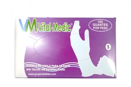 Guantes De Vinilo Vm Vital Medic Talla S Caja Con 100 Unidades