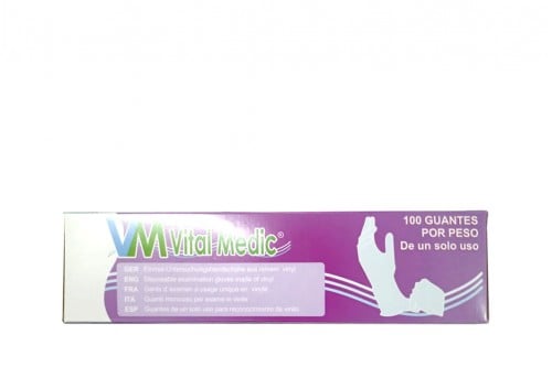 Guantes De Vinilo Vm Vital Medic Talla S Caja Con 100 Unidades