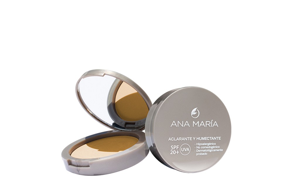 Polvo Facial Compacto Aclarante y Humectante Ana María Estuche Con 15 g - Tono Arena