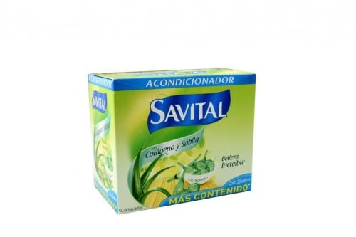 Acondicionador Savital Con Multivitaminas Y Sábila Caja Con 20 Sobres Con 25 mL C/U