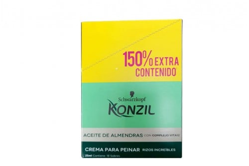 Crema Para Peinar Konzil Rizos Increíbles Caja Con 18 Sobres Con 25 mL C/U