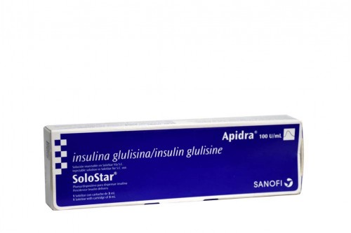 Apidra Solostar 100 U.I Caja Con 1 Cartucho De 3 Ml  Rx Rx1 Rx3 Rx4