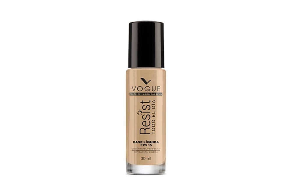 Base Líquida Vogue Resist FPS 15 Tono Capuccino Frasco Con 30 mL