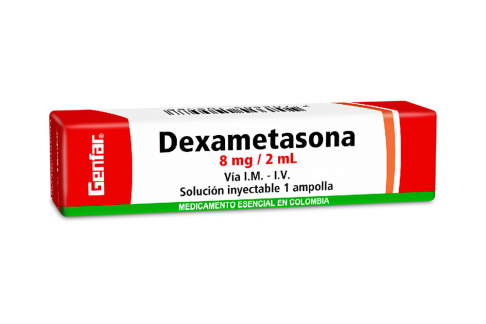 DexametaSONA 8 mg / 2 mL Solución Inyectable Genfar Caja Con 1 Ampolla Rx Rx4