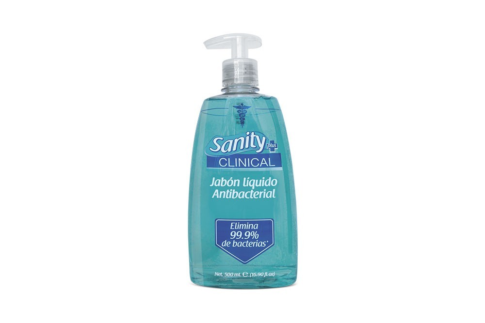 Jabón Sanity Antibacterial Valvula En Frasco Por 500 mL