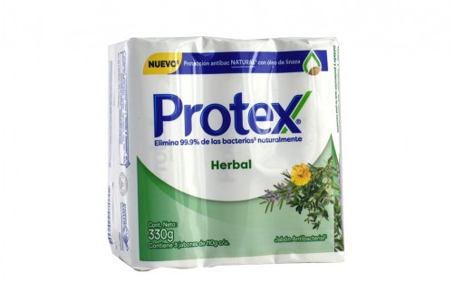 JABON PROTEX HERBAL ANTIB BARRA 110 GRAMOS 3 UNIDADES