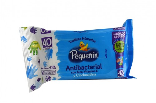 TOALLAS HUMEDAS PEQUENIN ANTIBACTERIAL PAQUETE 40 UNIDADES