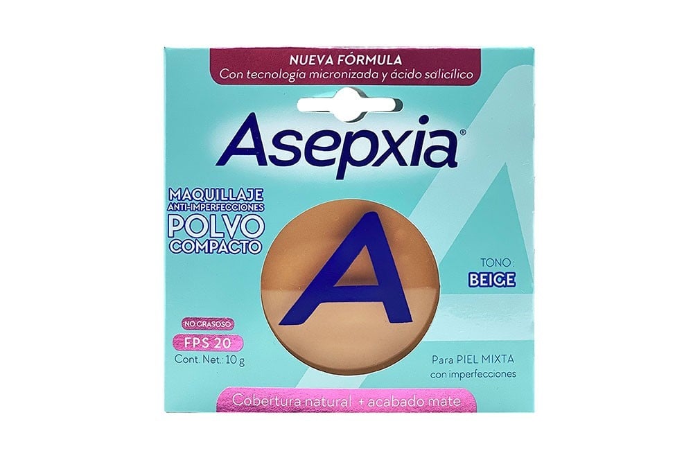 Asepxia Maquillaje Facial Polvo Compacto Antiacne Beige 10 G