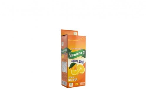 Vitamina C Naranja + Zinc Caja 100 Tabletas Masticable Natural