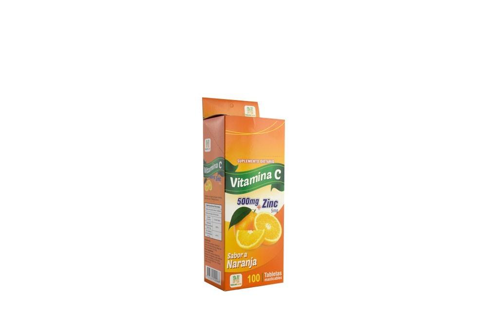 Vitamina C Naranja + Zinc Caja 100 Tabletas Masticable Natural