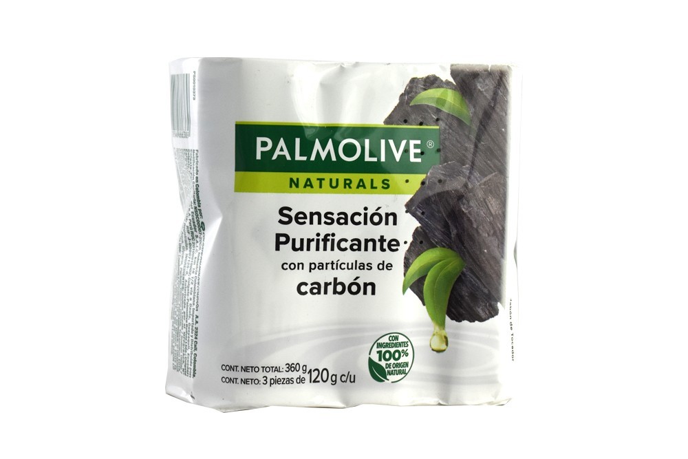 Jabon Palmolive Carbón Caja Con Barra De 120 Gramos 3 Unidades