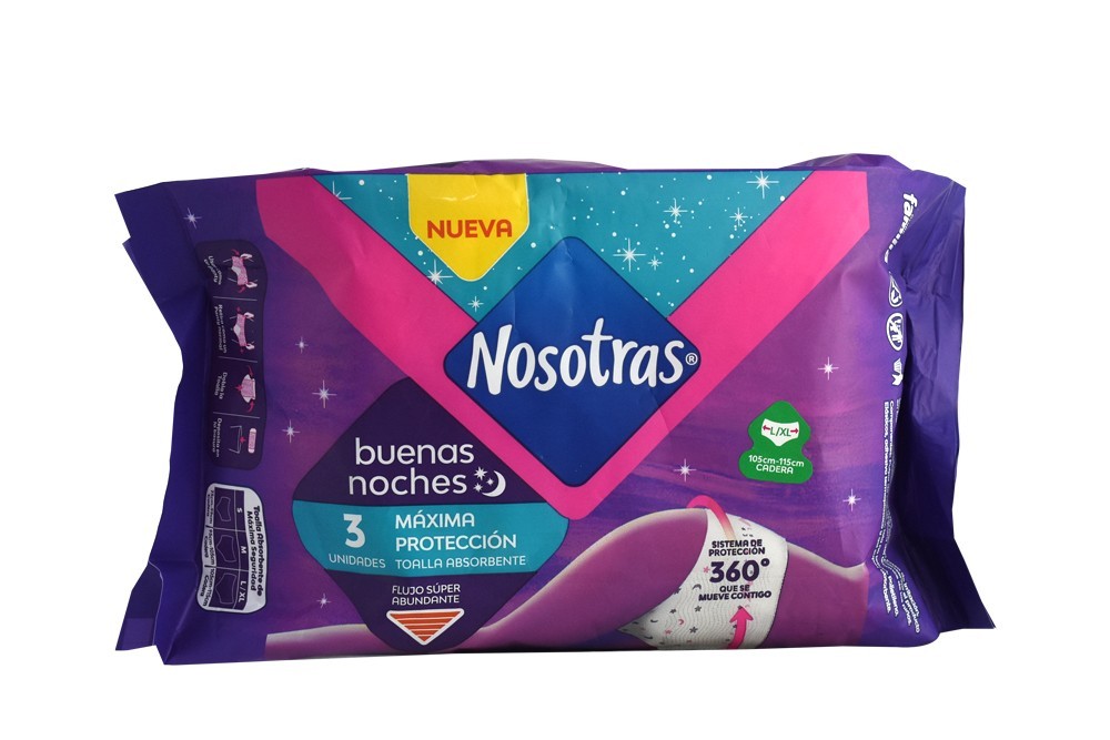 TOALLA BUENAS NOCHES ABSORBENTE TALLA L-XL 3 UNIDADES