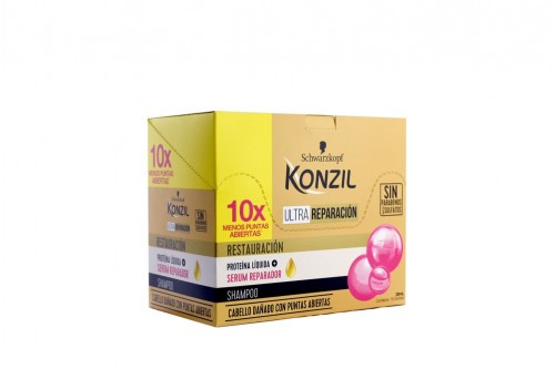 Shampoo Konzil Ultra Sachet Restaura Caja Con 18 Sobre