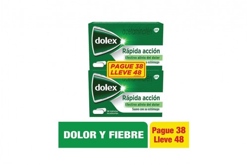 Dolex 500 mg 2 Cajas Con 24 Tabletas Recubiertas C/U