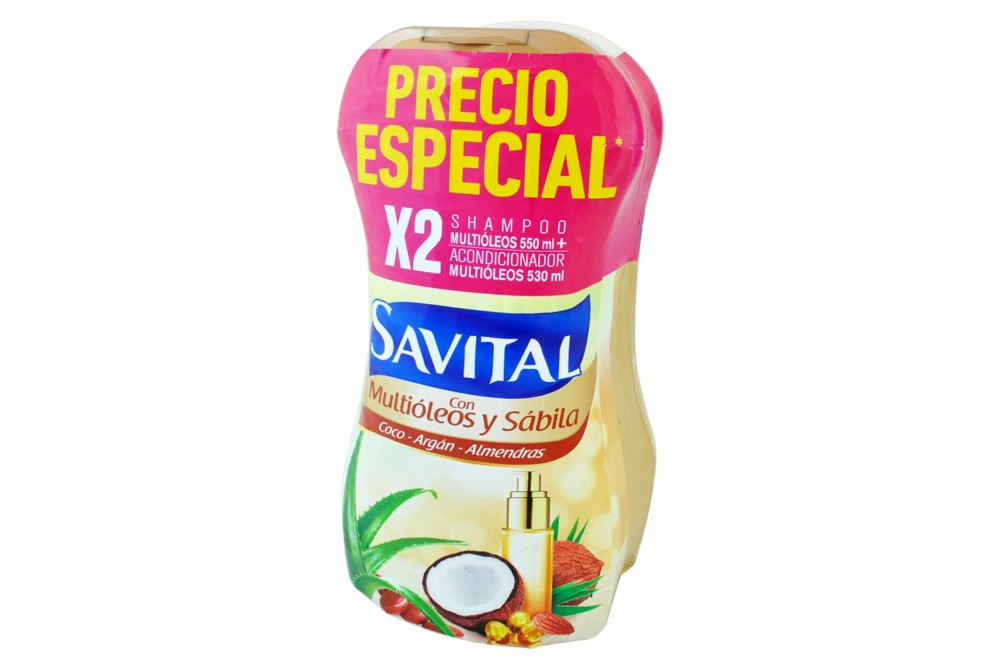 Champú Savital Multioleos Frasco De 550 mL + Acondicionador Savital Multioleos Frasco De 550 mL