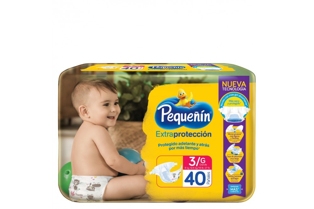 Pañal Pequeñín Extra Proteccion Etapa 3 Paquete Por 40 Unidades