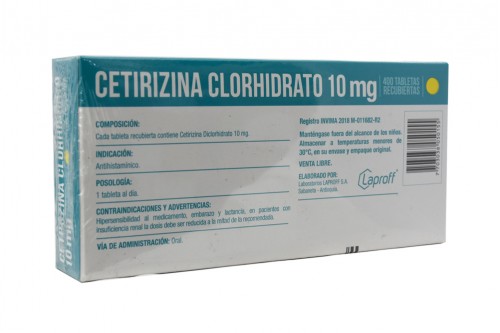 Cetirizina 10 Mg Caja Con 400 Tabletas