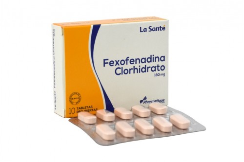 Fexofenadina Clorhidrato 180 Mg Caja Con 10 Tabletas