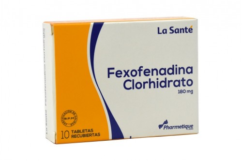 Fexofenadina Clorhidrato 180 Mg Caja Con 10 Tabletas