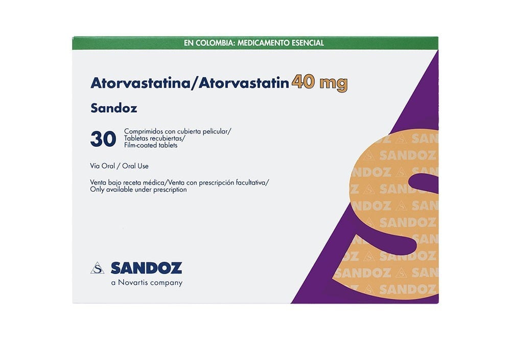 Atorvastatina Sandoz 40 Mg En Caja Por 30 Tabletas Recubiertas Rx Rx4