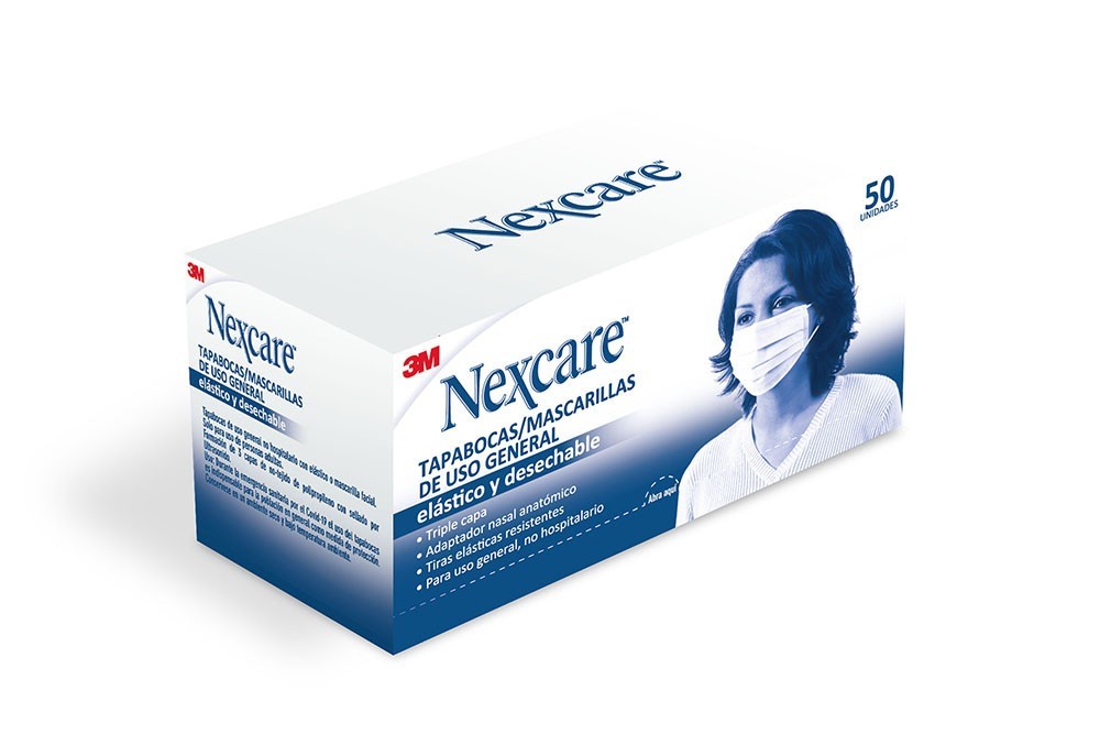 Tapabocas Desechable Nexcare Caja Con 50 Unidades Col