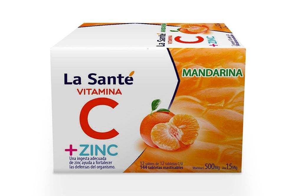 Vitamina C 500 Mg Zinc Mandarina En Caja 144 Tabletas Mast Last