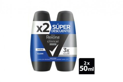 Desodorante Rexona Rollon Clinical Clean 2 Por 50 Ml