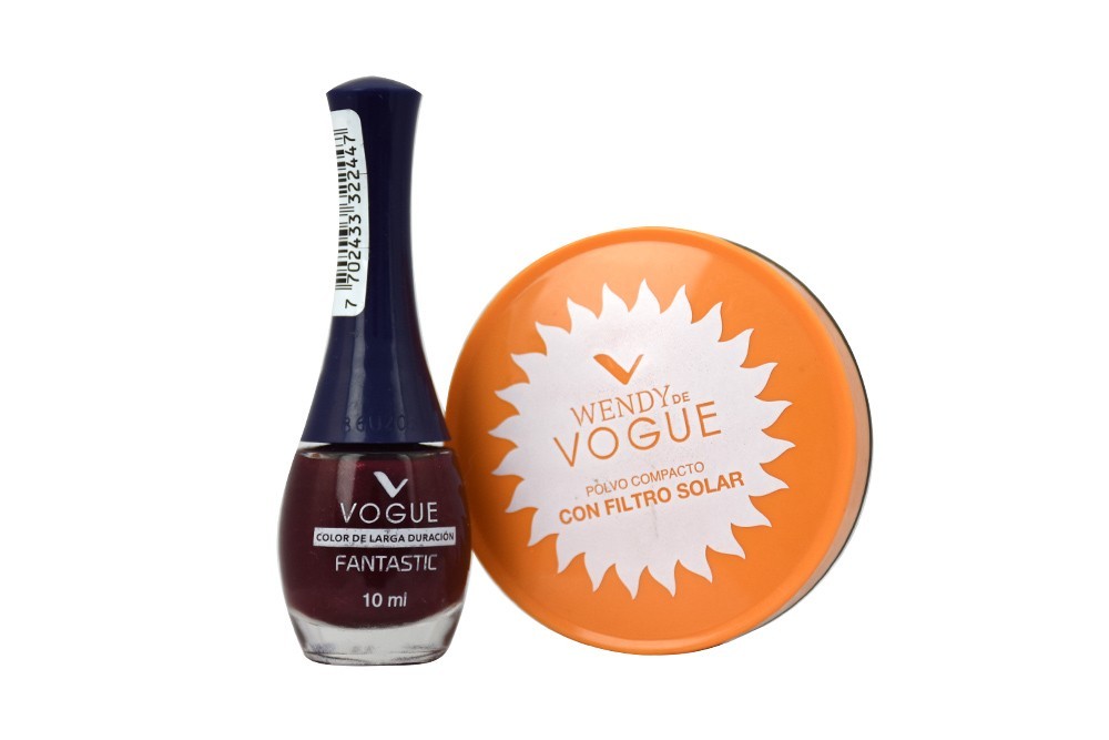 Polvo Compacto Wendy De Vogue  1 Estuche 13 g y Esmalte Vogue Fantastic Frasco 1 Frasco 13 g