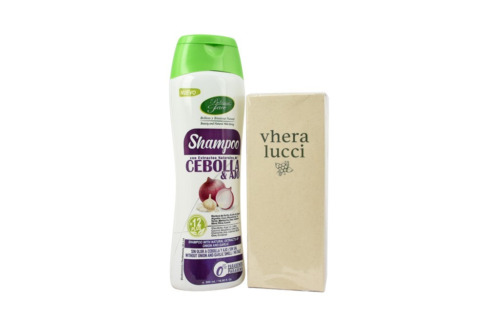 Leche Hidratante Vhera Lucci De Sacha Inchi En Tubo Con 60 g y Shampoo Con Extractos Naturales Cebolla + Ajo Frasco Con 500 mL