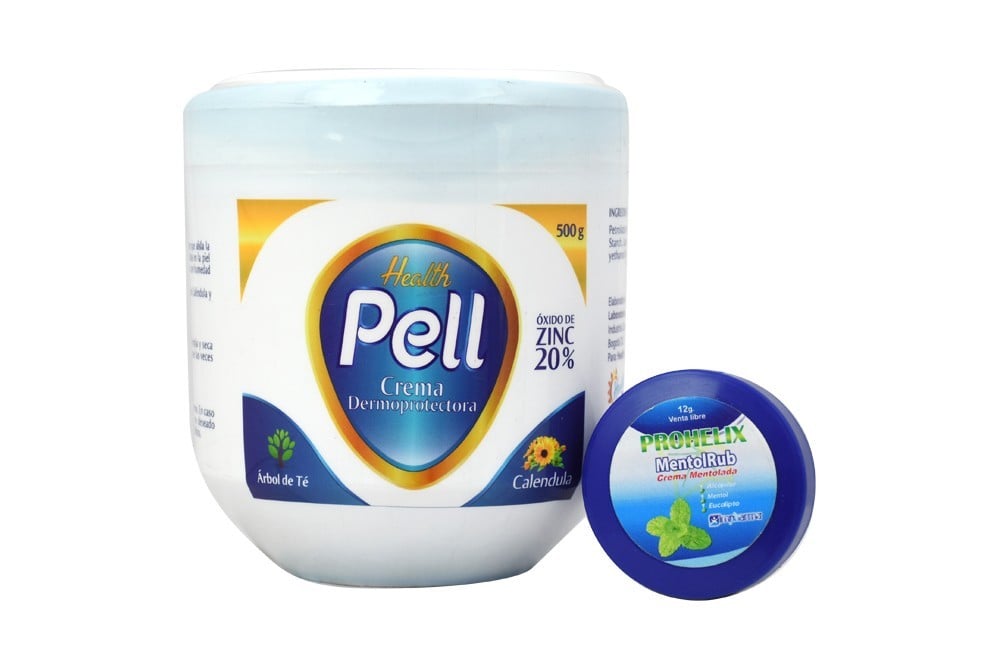 Prohelix Mentol Rub Empaque Con 12 g y Crema Dermoprotectora Health Pell Frasco Con 500 g