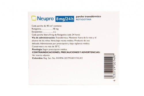 Neupro 8 Mg / 24 H Caja Con 14 Parches Transdermicos Rx Rx1 Rx4