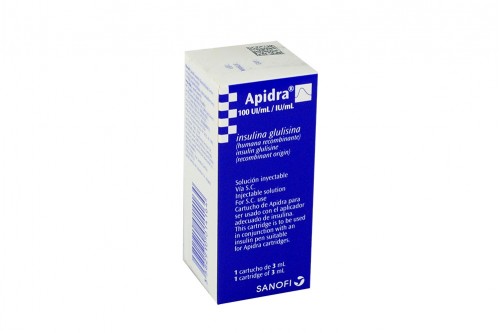 Apidra 100 UI mL / IU mL Caja Con 1 Cartucho Con 3 mL  Rx Rx1 Rx3 Rx4