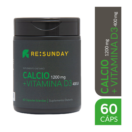 CALCIO 1200 MG + VITAMINA D3 400 UI FRASCO 60 CAPSULAS BLANDAS RESUNDAY