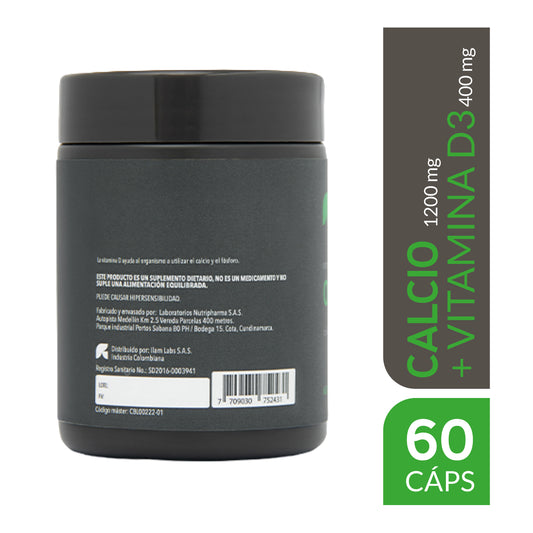 CALCIO 1200 MG + VITAMINA D3 400 UI FRASCO 60 CAPSULAS BLANDAS RESUNDAY