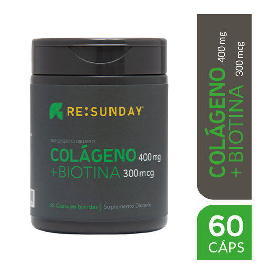 COLAGENO 400 MG + BIOTINA 300 MCG FRASCO 60 CAPSULAS BLANDAS RESUNDAY